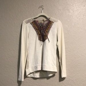 Semi off-white sweater with detailed neckline